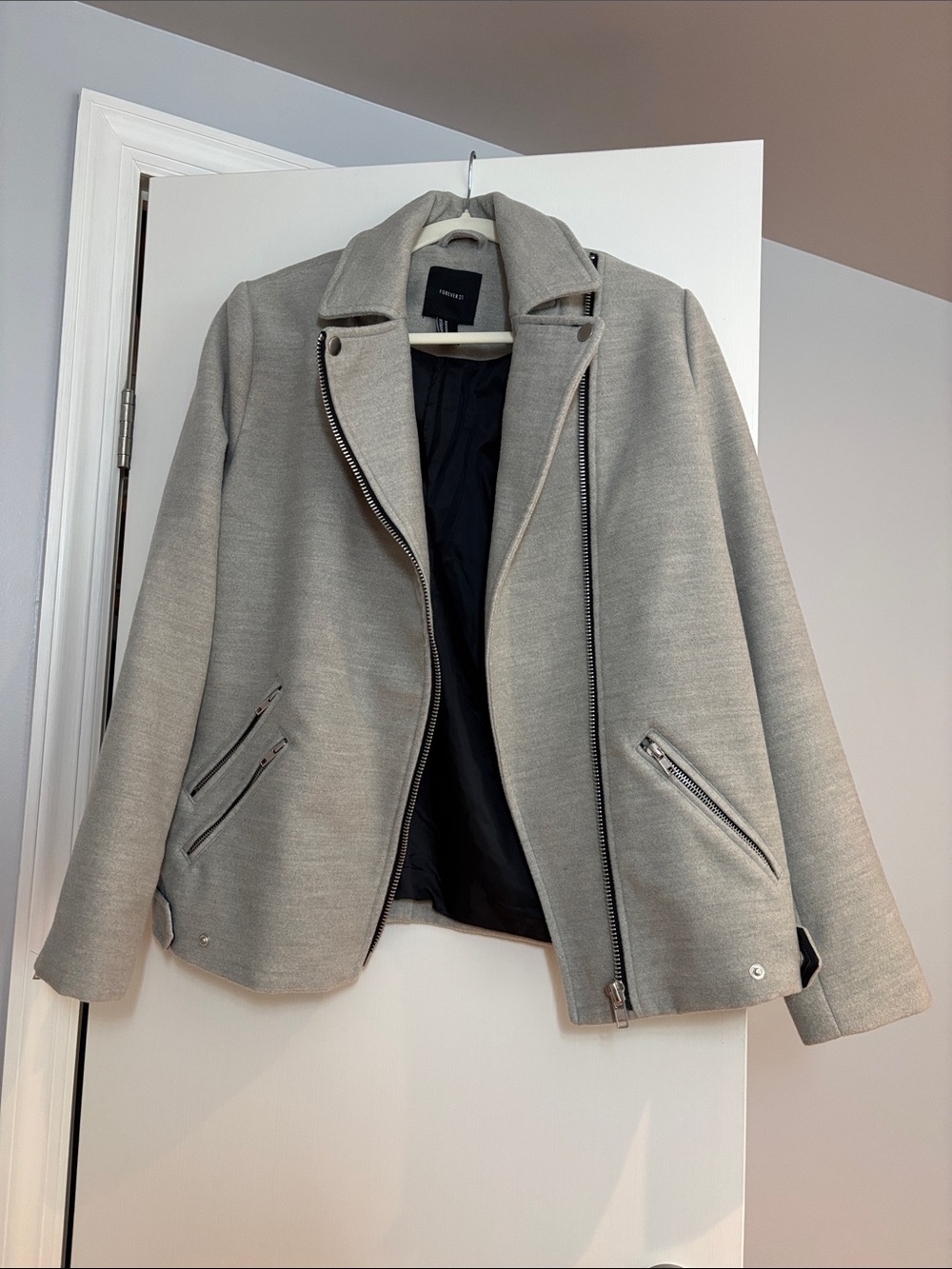 Forever 21 Light Gray Moto Jacket